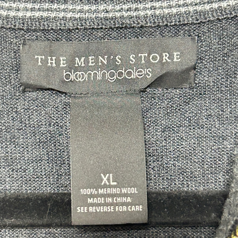 Bloomingdales 1/4 Zip Merino Wool Sweater XL Charcoal Gray Pullover Mock Neck - Picture 4 of 11